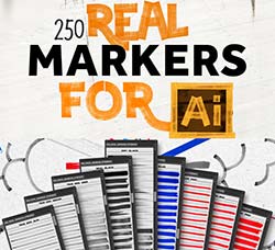 极品AI笔刷‐250支马克笔：250 REAL MARKERS FOR ILLUSTRATOR
